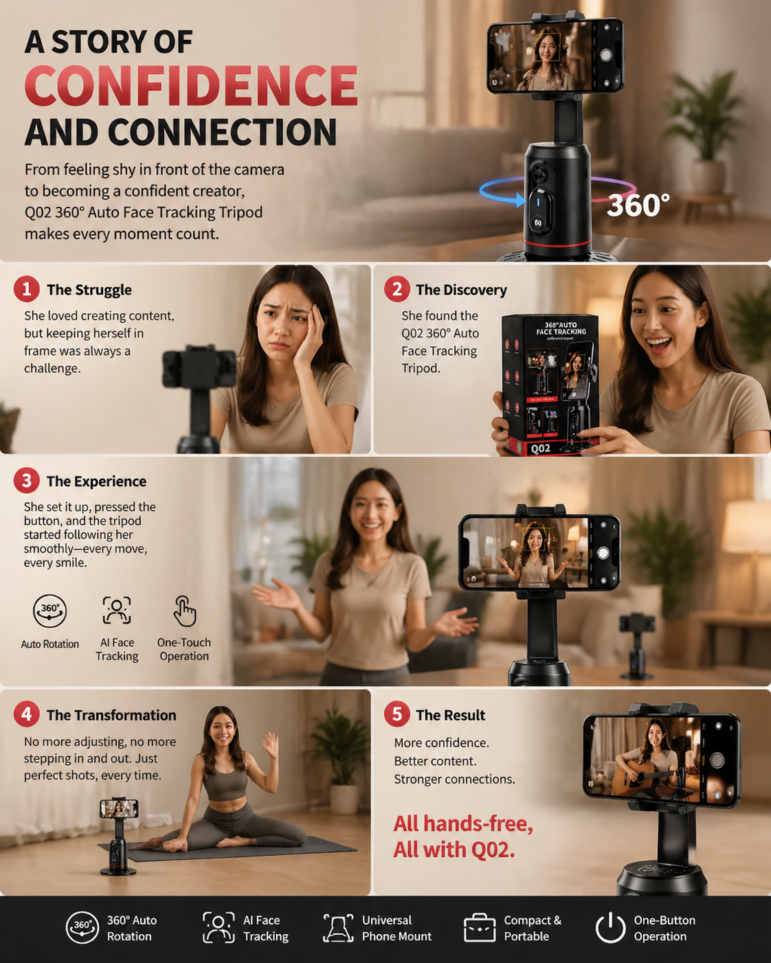 360° Auto Face Tracking Tripod