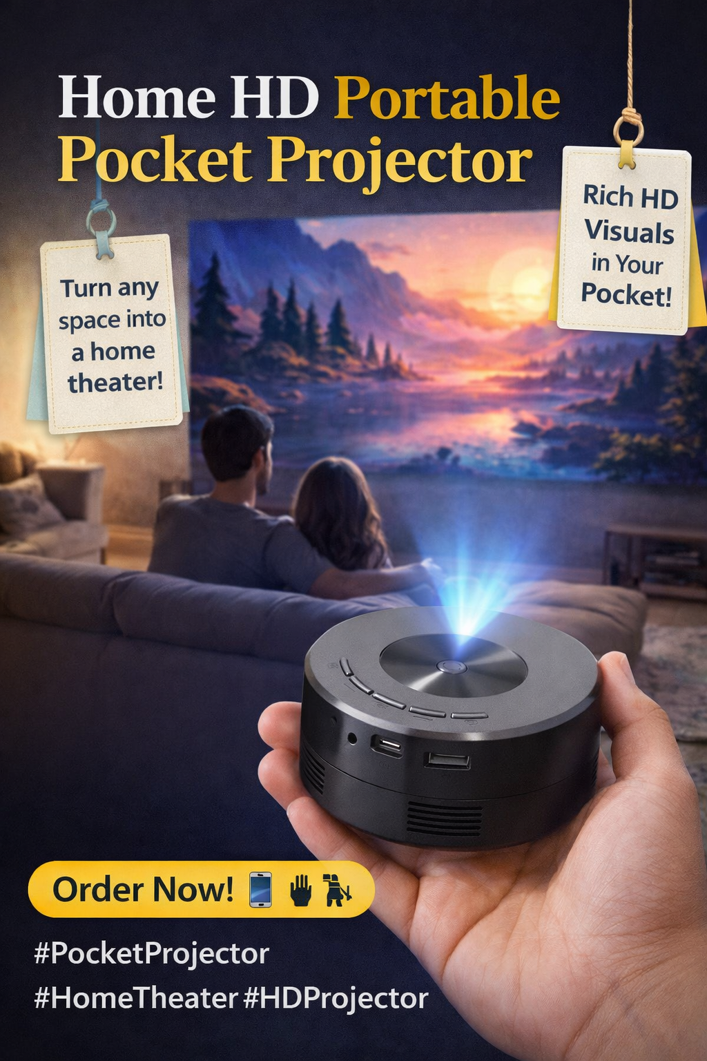 Home HD Portable Pocket Projector