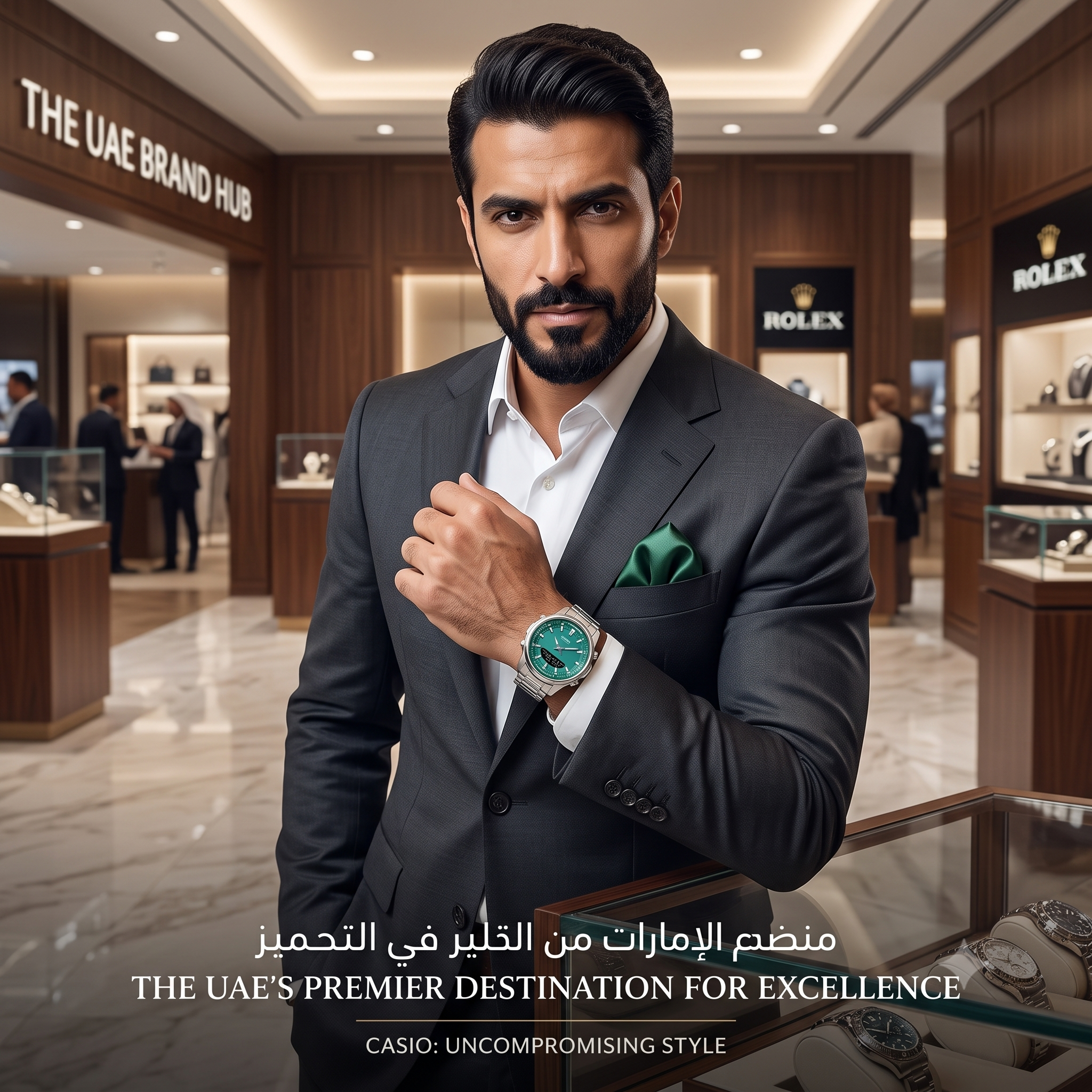 Casio Sports Illuminator Watch: Emerald-Green Edition – Premium Stainless Steel Hybrid Display