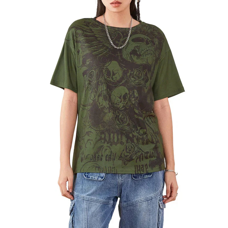 Loose-fitting Short-Sleeve Top With A Unique Print