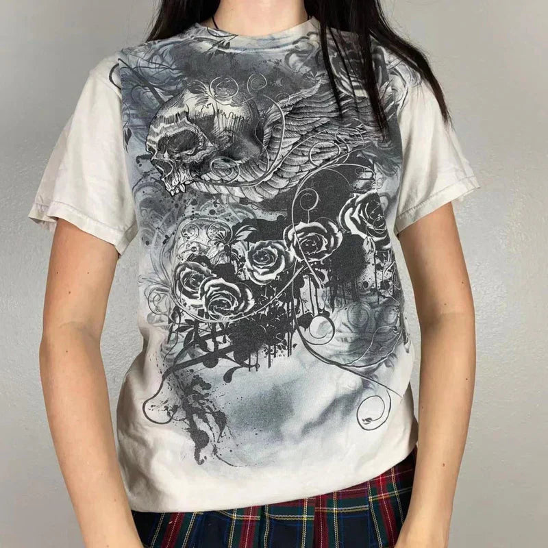 Loose-fitting Short-Sleeve Top With A Unique Print